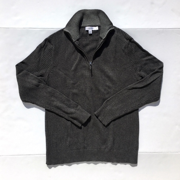 Calvin Klein Grey 1/4 Zip Pullover Sweater Sz M - Picture 1 of 7
